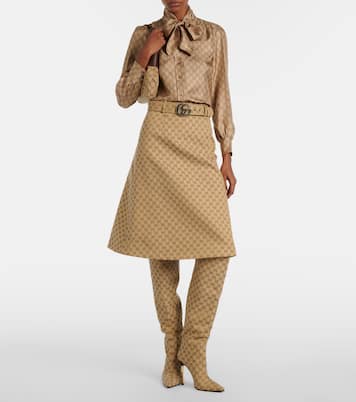 Falda midi de lona GG | Gucci