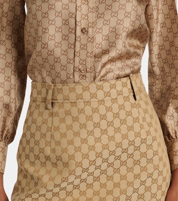 Falda midi de lona GG | Gucci