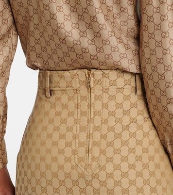 Falda midi de lona GG | Gucci