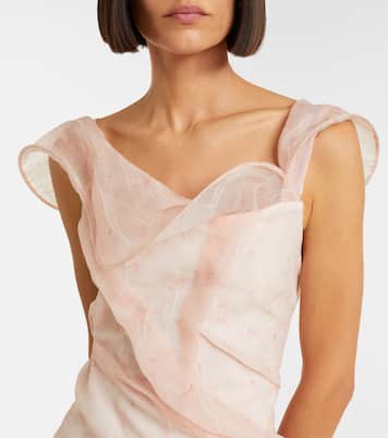 Asymmetric ruched organza midi dress | Victoria Beckham