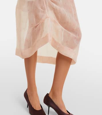 Asymmetric ruched organza midi dress | Victoria Beckham