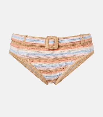 Crochet striped cotton bikini bottoms | Anna Kosturova