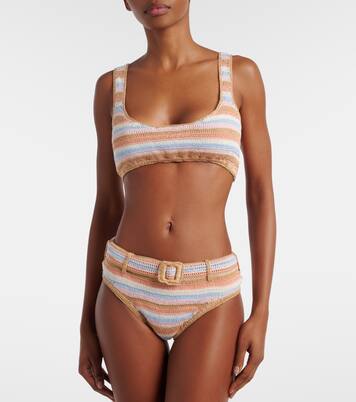Crochet striped cotton bikini bottoms | Anna Kosturova