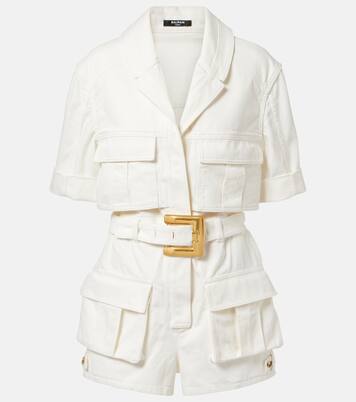 Combishort en denim à ceinture | Balmain