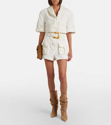 Combishort en denim à ceinture | Balmain