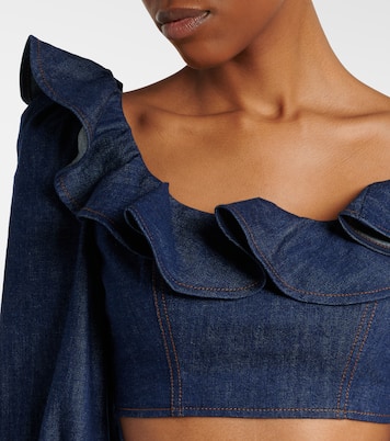 Aster ruffled denim crop top | Zimmermann