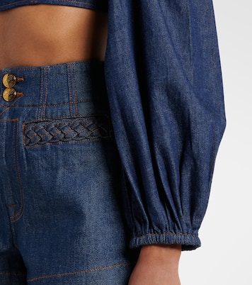 Aster ruffled denim crop top | Zimmermann