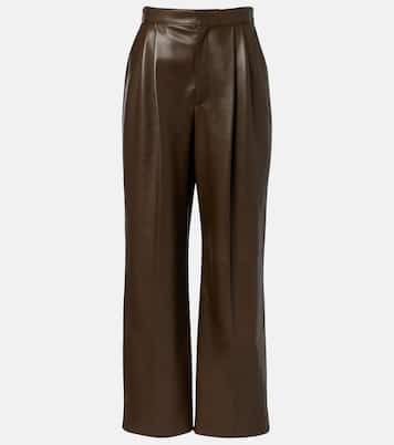 Pantalones rectos de piel plisados | Bottega Veneta