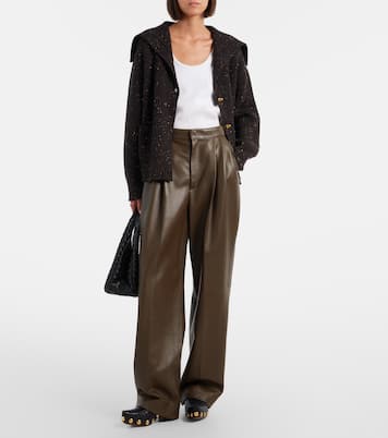 Pantalones rectos de piel plisados | Bottega Veneta