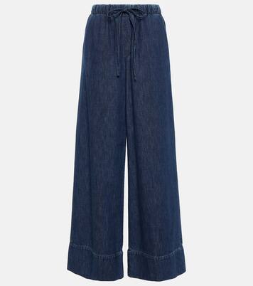 High-Rise Wide-Leg Jeans aus Chambray | Valentino