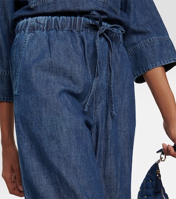High-Rise Wide-Leg Jeans aus Chambray | Valentino