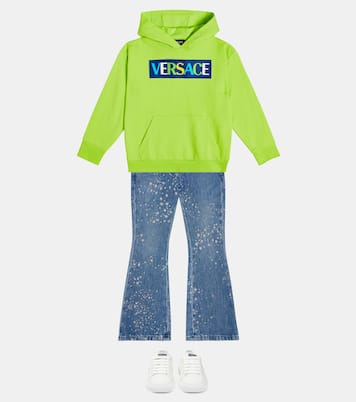 Logo cotton jersey hoodie | Versace Kids
