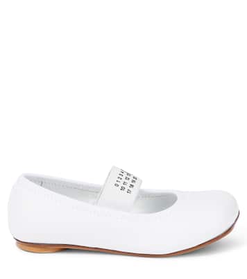Logo leather-trimmed ballet flats | MM6 Maison Margiela Kids