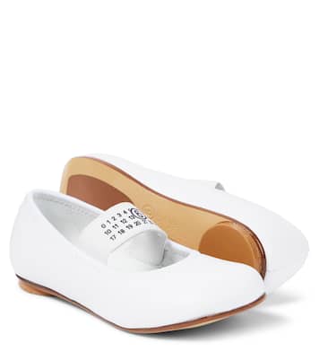 Logo leather-trimmed ballet flats | MM6 Maison Margiela Kids