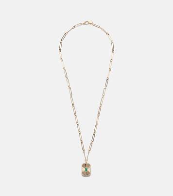 Halskette Radiant Deco aus 18kt Gelbgold mit Diamanten und Smaragd | Shay Jewelry