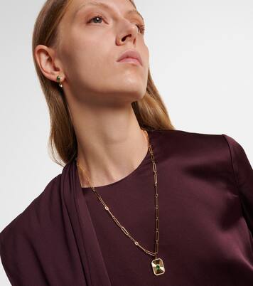 Halskette Radiant Deco aus 18kt Gelbgold mit Diamanten und Smaragd | Shay Jewelry