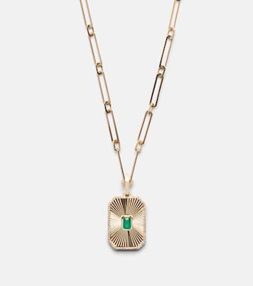 Halskette Radiant Deco aus 18kt Gelbgold mit Diamanten und Smaragd | Shay Jewelry