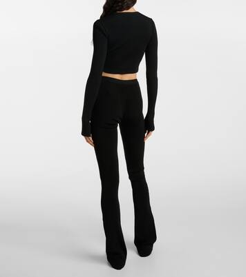 Ribbed-knit jersey flared pants | Prada