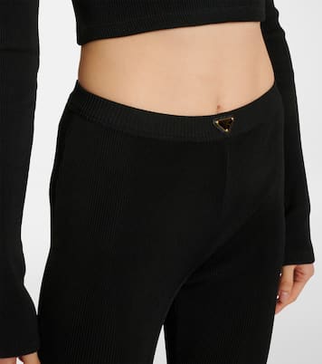 Ribbed-knit jersey flared pants | Prada