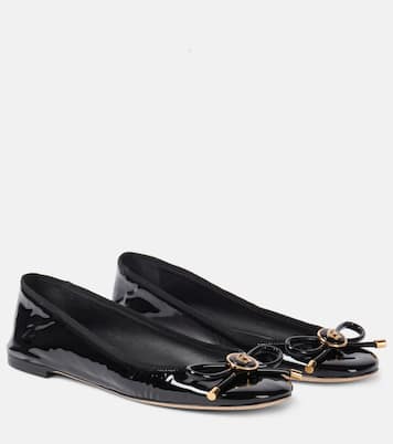 Opera bow-detail patent leather ballet flats | Versace