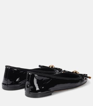Opera bow-detail patent leather ballet flats | Versace
