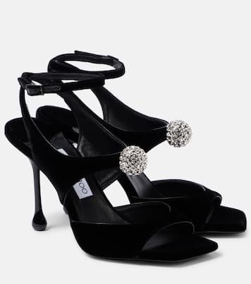 Sandalen Orb 95 aus Samt mit Kristallen | Jimmy Choo