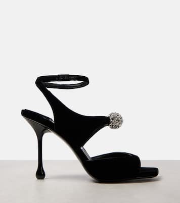 Sandalen Orb 95 aus Samt mit Kristallen | Jimmy Choo