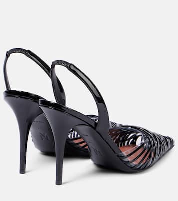 Lori 90 patent leather and PVC slingback pumps | Amina Muaddi