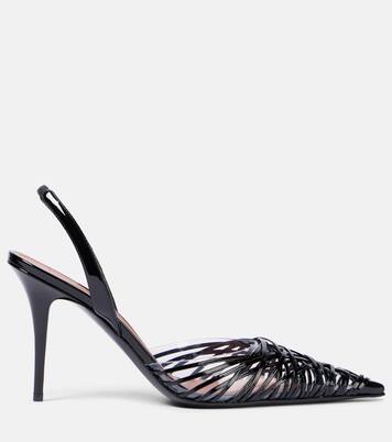 Lori 90 patent leather and PVC slingback pumps | Amina Muaddi