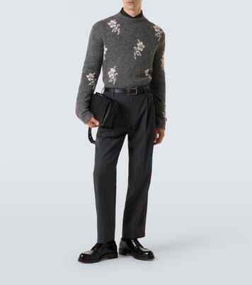 花卉嵌花羊驼毛与羊毛混纺毛衣  | Jil Sander