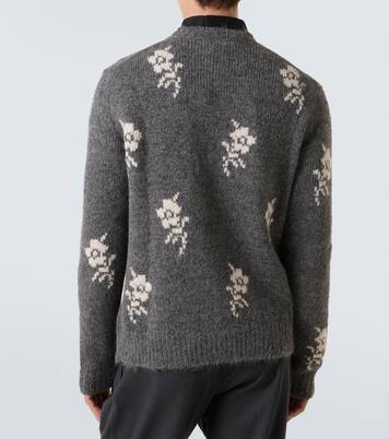 花卉嵌花羊驼毛与羊毛混纺毛衣  | Jil Sander