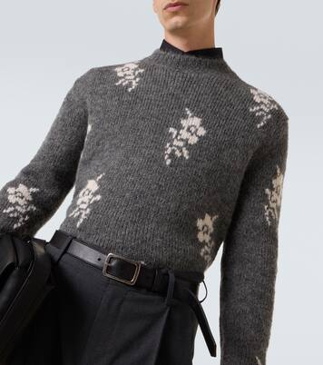 花卉嵌花羊驼毛与羊毛混纺毛衣  | Jil Sander
