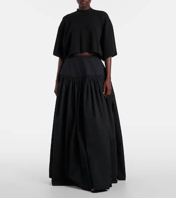Gathered cotton poplin maxi skirt | Alaïa