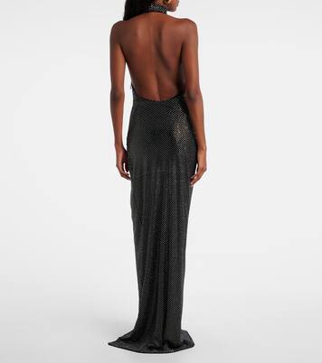 Maxikleid aus Samt mit Kristallen | Balmain