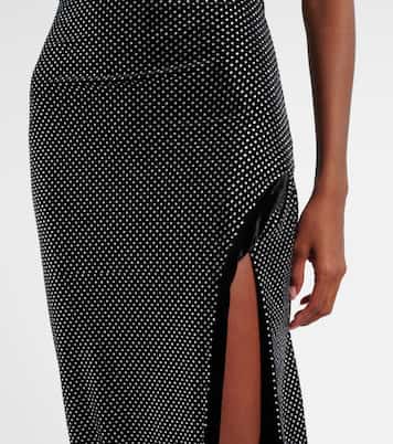 Maxikleid aus Samt mit Kristallen | Balmain