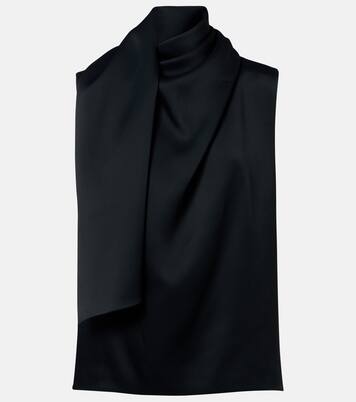 Top Loe de crepé satén con pañuelo | Khaite