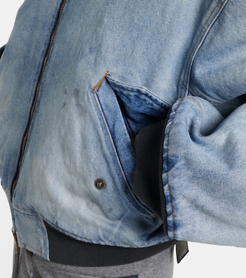 Cropped denim bomber jacket | Balenciaga