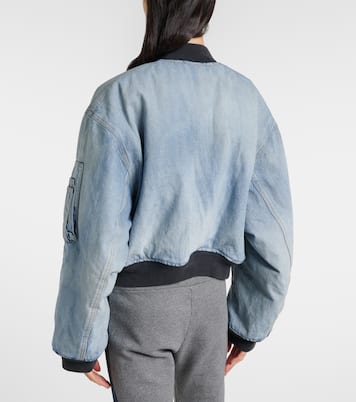 Cropped denim bomber jacket | Balenciaga