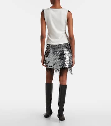 Lace-trimmed sequined miniskirt | Jacques Wei