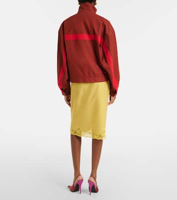 Lace-trimmed cotton and silk midi skirt | Saint Laurent