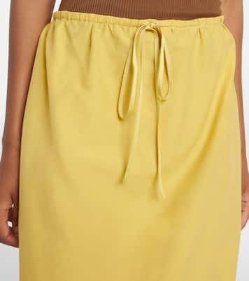 Lace-trimmed cotton and silk midi skirt | Saint Laurent