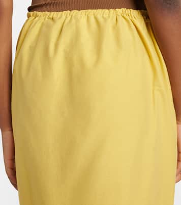 Lace-trimmed cotton and silk midi skirt | Saint Laurent