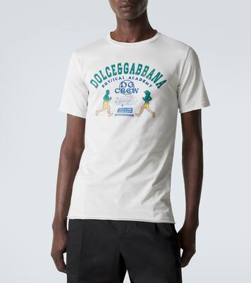 T-shirt brodé et imprimé en coton | Dolce&Gabbana
