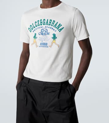 T-shirt brodé et imprimé en coton | Dolce&Gabbana