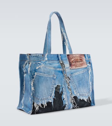 Trompe-l’œil printed canvas tote bag | Acne Studios