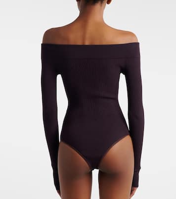 Ribbed-knit off-shoulder bodysuit | Alaïa