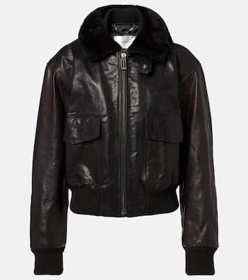 Shearling-trimmed leather jacket | Victoria Beckham
