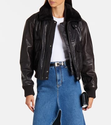 Shearling-trimmed leather jacket | Victoria Beckham
