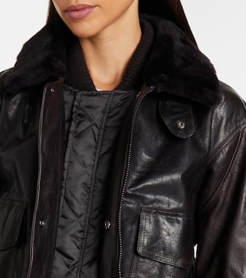 Shearling-trimmed leather jacket | Victoria Beckham