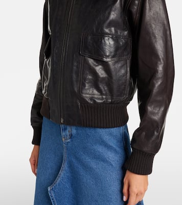Shearling-trimmed leather jacket | Victoria Beckham